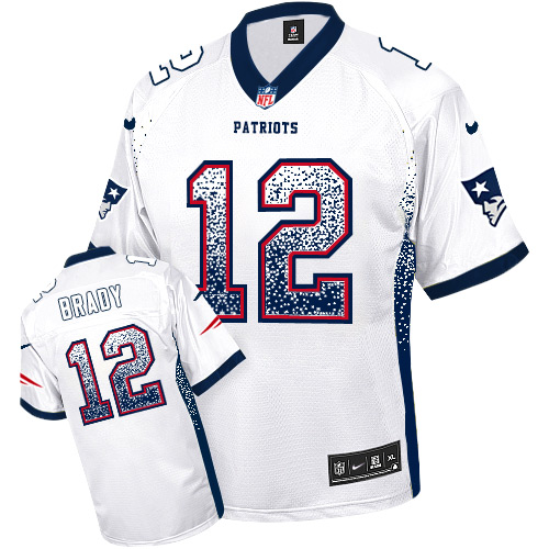 Nike Patriots #12 Tom Brady White Men's Stitched NFL Elite Drift Fashion Jersey